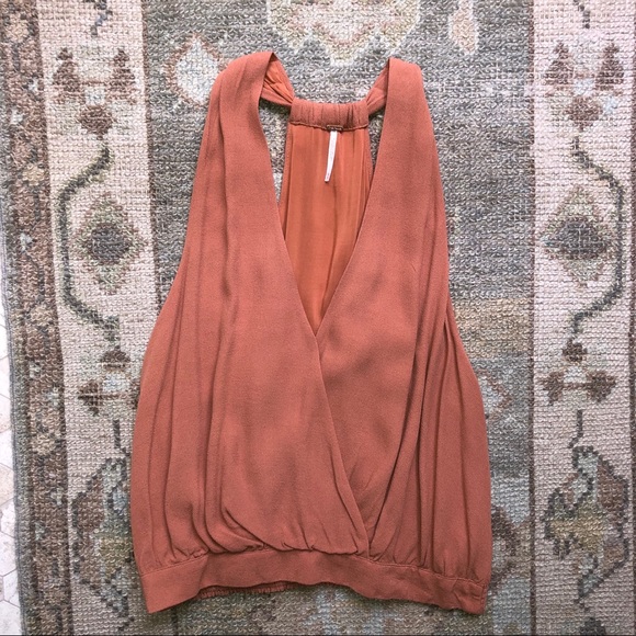 Free People Burnt Orange Draper Dreams Top - Picture 2 of 5